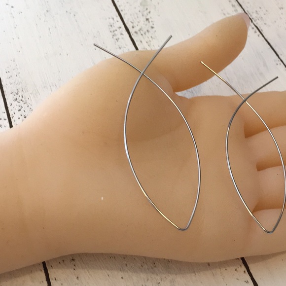 Silver Fish Hoop Earrings - Picture 3 of 7